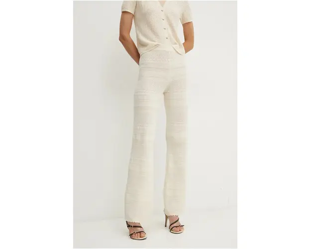 Morgan pantaloni de trening PALMA culoarea bej, neted, PALMA