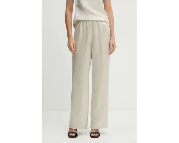 Nanushka pantaloni BRENDA femei, culoarea bej, lat, high waist, NW24PFOW13571