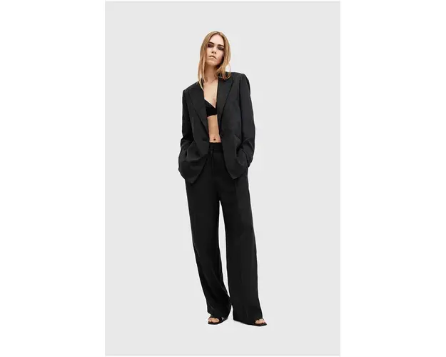 AllSaints pantaloni AVERIE TEN TROUSER femei, culoarea negru, lat, high waist, W027QC
