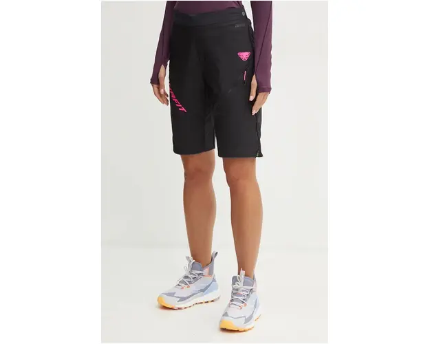Dynafit pantaloni scurti sport Mezzalama Polartec Alpha femei, culoarea negru, cu imprimeu, high waist, 08.0000071601