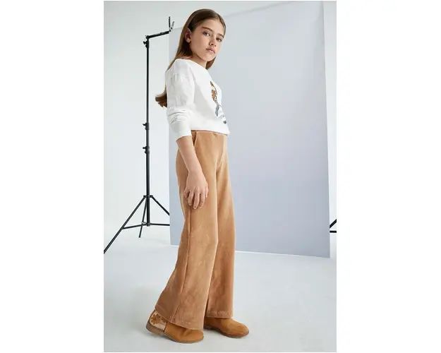 Mayoral pantaloni din catifea pentru copii culoarea maro, neted, 7549