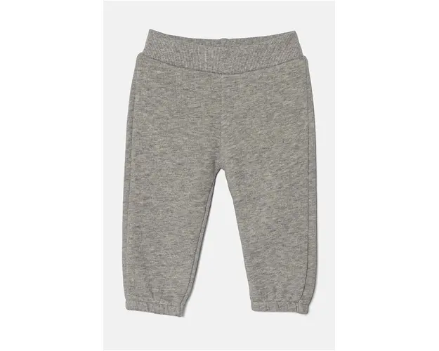 United Colors of Benetton pantaloni de trening din bumbac pentru bebelusi culoarea gri, cu imprimeu, 3J70AF01T