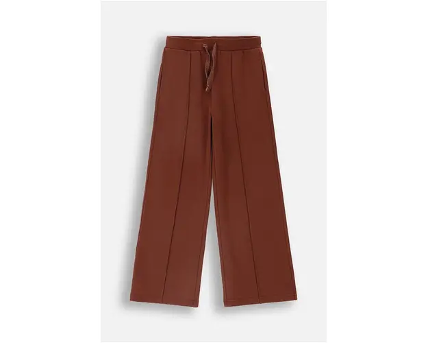 Coccodrillo pantaloni de trening din bumbac pentru copii culoarea maro, neted, RODEO GIRL JUNIOR