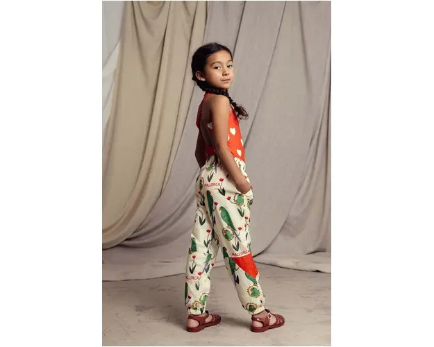 Mini Rodini pantaloni de trening pentru copii Parrots culoarea bej, modelator