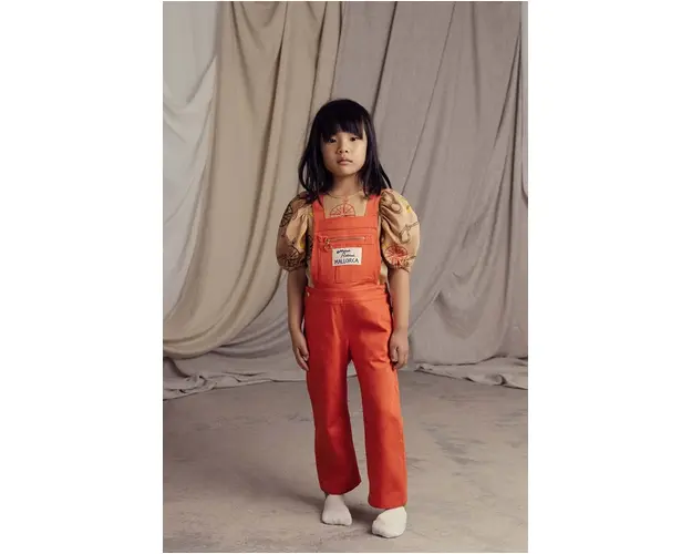 Mini Rodini salopete din bumbac pentru copii Mallorca culoarea portocaliu, cu imprimeu