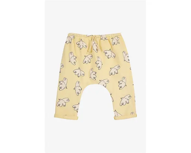 Bobo Choses pantaloni de trening pentru bebelusi Freedom Bird culoarea galben, modelator, 224AB058