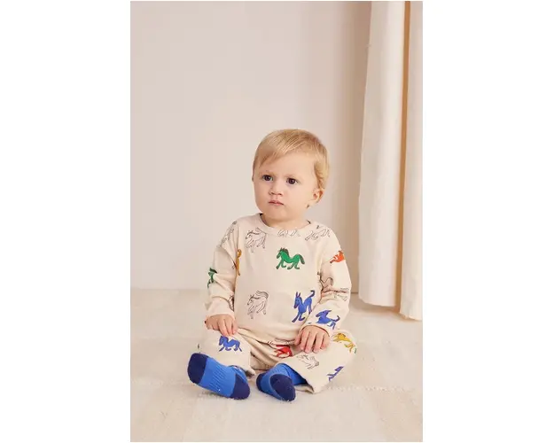 Bobo Choses pantaloni de trening pentru bebelusi Wonder Horse culoarea bej, modelator, 224AB060