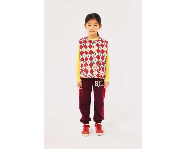 Bobo Choses pantaloni de trening din bumbac pentru copii culoarea bordo, cu imprimeu, 224AC081