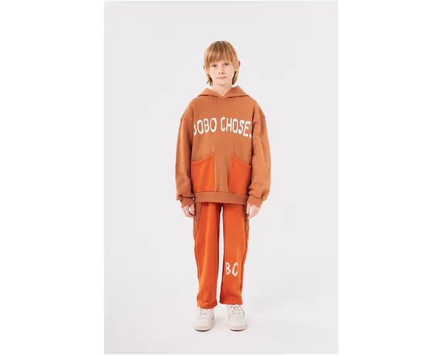 Bobo Choses pantaloni de trening din bumbac pentru copii culoarea portocaliu, modelator, 224AC084