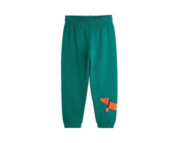 Mini Rodini pantaloni de trening din bumbac pentru copii Dog culoarea verde, cu imprimeu, 2473014375
