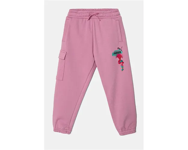 Puma pantaloni de trening pentru copii X TROLLS Cargo Pants TR culoarea roz, cu imprimeu, 627379