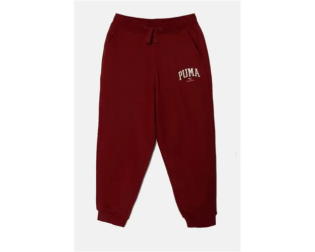 Puma pantaloni de trening pentru copii SQUAD Sweatpants culoarea bordo, cu imprimeu, 681781
