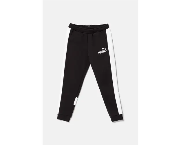 Puma pantaloni de trening din bumbac pentru copii ESS BLOCK Sweatpants culoarea negru, modelator, 681821