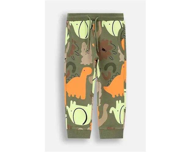 Coccodrillo pantaloni de trening din bumbac pentru copii culoarea verde, modelator, SMILE BOY NEWBORN
