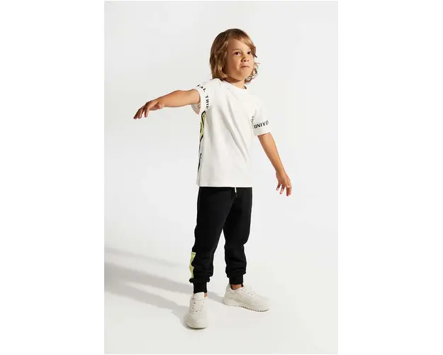 Coccodrillo pantaloni de trening pentru copii culoarea negru, cu imprimeu, WORLD OF PIXEL BOY KIDS