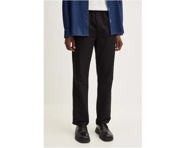 Samsoe Samsoe pantaloni din amestec de in SAJABARI culoarea negru, mulata, M24200056