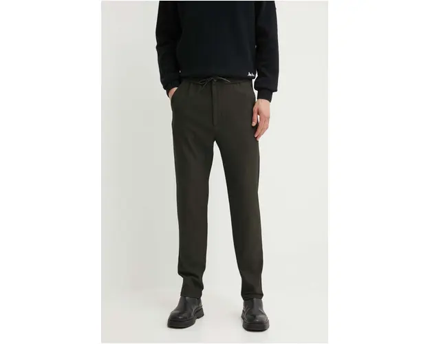 Les Deux pantaloni barbati, culoarea verde, cu fason chinos, LDM501101
