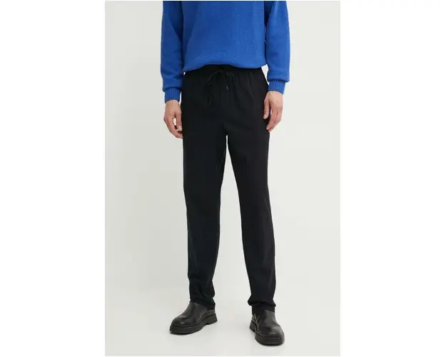 Les Deux pantaloni de bumbac culoarea negru, drept, LDM510138
