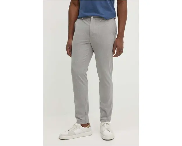 BOSS pantaloni barbati, culoarea gri, mulata, 50519121