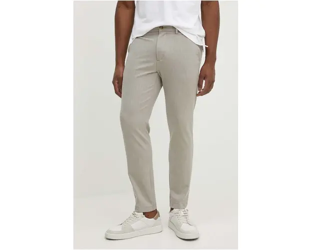 BOSS pantaloni barbati, culoarea bej, mulata, 50519121