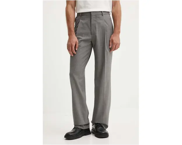 MSGM pantaloni de lana culoarea gri, cu fason chinos, 3740MP13X.247506