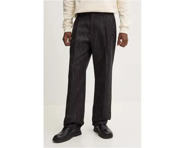 MSGM pantaloni de lana culoarea maro, drept, 3740MP13X.247512