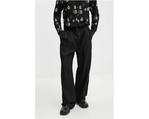 Sunflower pantaloni din in culoarea negru, drept, 4148