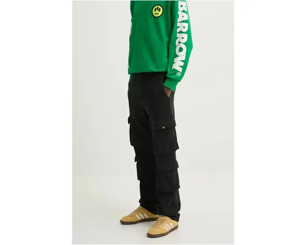 Barrow pantaloni de trening din bumbac culoarea negru, neted, F4BWUAFP059