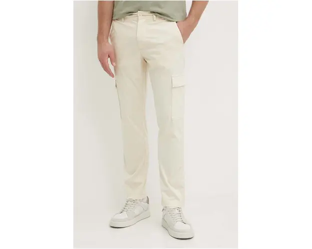 Pepe Jeans pantaloni SLIM CARGO POPLIN barbati, culoarea bej, cu fason cargo, PM211770