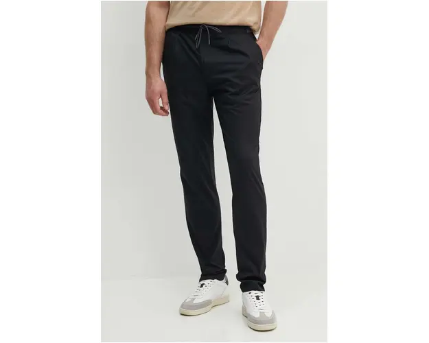 Michael Kors pantaloni barbati, culoarea negru, mulata, CT4303NEN6