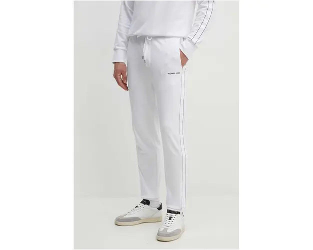 Michael Kors pantaloni de trening culoarea alb, cu imprimeu, CT4524J5MF