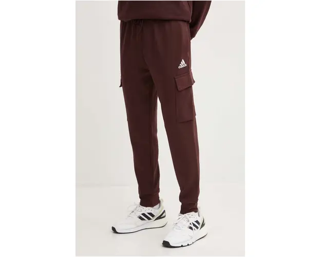 adidas pantaloni de trening culoarea maro, neted, IY9092