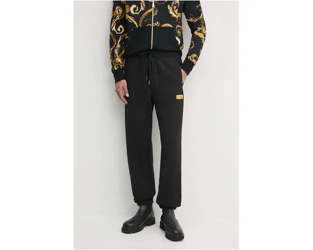 Versace Jeans Couture pantaloni de trening din bumbac culoarea negru, neted, 77GAAT08 CF00T