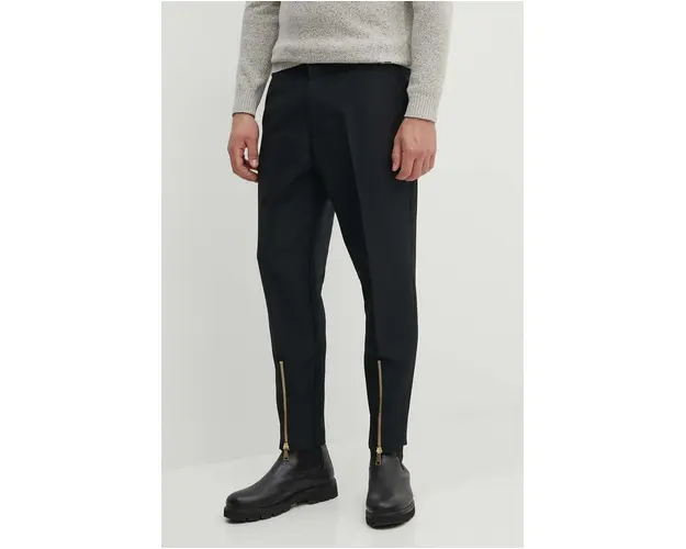 Versace Jeans Couture pantaloni barbati, culoarea negru, drept, 77GAA122 N0357