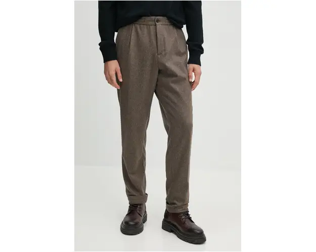 Paul&Shark pantaloni de lana culoarea maro, drept, 14314077