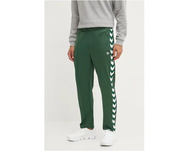 Hummel pantaloni de trening culoarea verde, modelator, 225252
