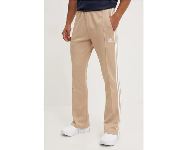 adidas Originals pantaloni 70s barbati, culoarea bej, neted, IX5221