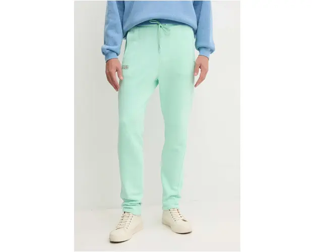 American Vintage pantaloni de trening culoarea turcoaz, neted, MIZU05BH24