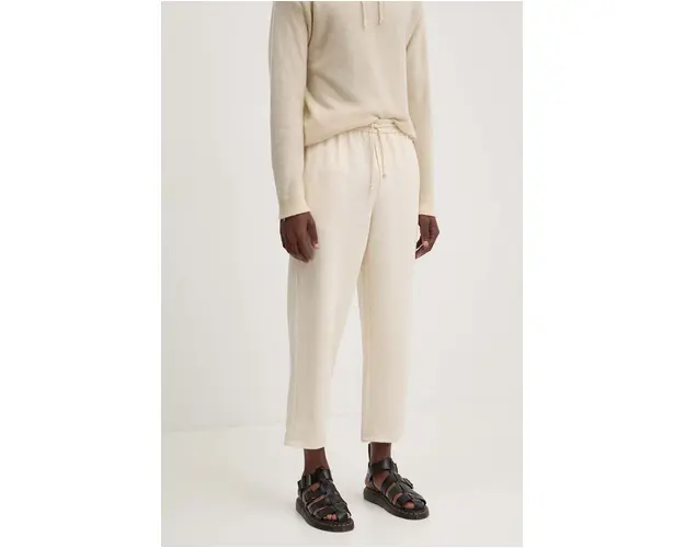 American Vintage pantaloni de bumbac culoarea bej, drept, MAFA10BH24