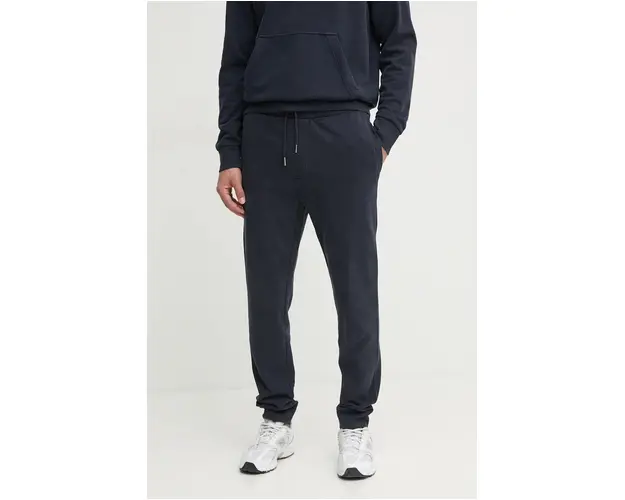 Boss Orange pantaloni de trening din bumbac culoarea albastru marin, neted, 50524459
