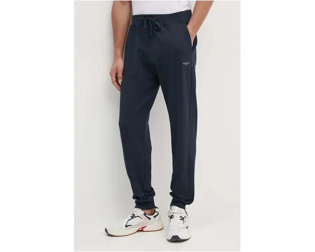 Aeronautica Militare pantaloni de trening din bumbac culoarea albastru marin, neted, PF945F511