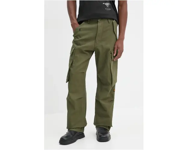 G-Star Raw pantaloni de bumbac culoarea verde, drept, D25224-D752