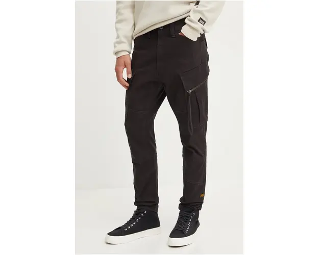 G-Star Raw pantaloni barbati, culoarea negru, cu fason cargo, D24307-D504