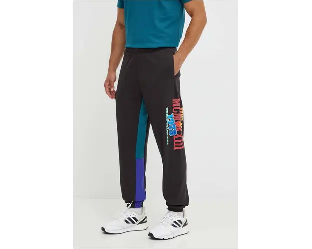Puma pantaloni de trening din bumbac culoarea negru, cu imprimeu, 627217