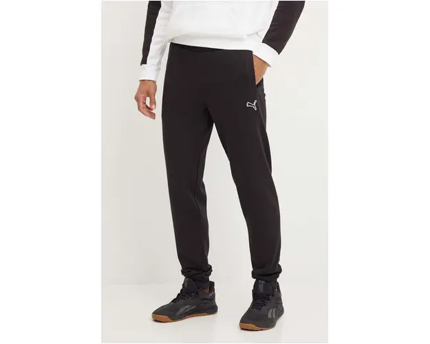 Puma pantaloni de trening din bumbac culoarea negru, neted, 676816