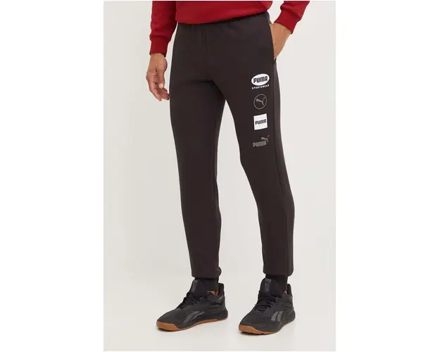Puma pantaloni de trening culoarea negru, cu imprimeu, 681742