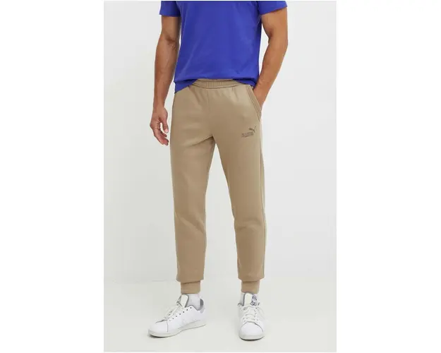 Puma pantaloni de trening culoarea bej, neted, 682704