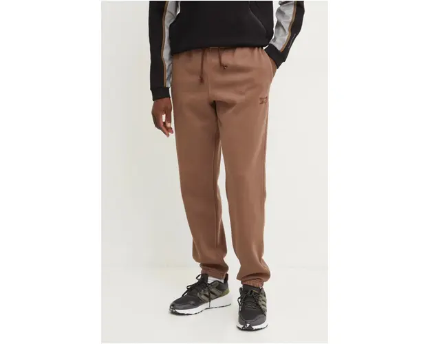 Reebok pantaloni de trening Identity Washed culoarea maro, neted, 100205487