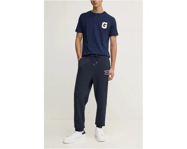 Gant pantaloni de trening culoarea albastru marin, cu imprimeu, 2015072