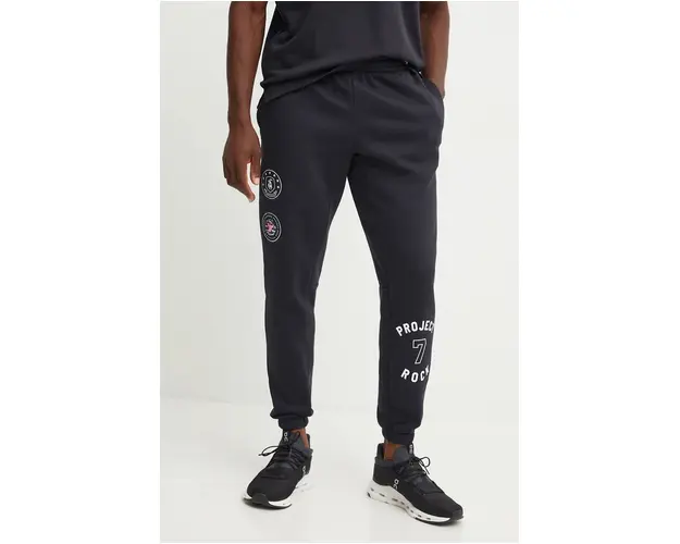 Under Armour pantaloni de trening Project Rock culoarea negru, cu imprimeu, 1386883